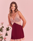 Camisola Gabi (Bordô com Rosa)